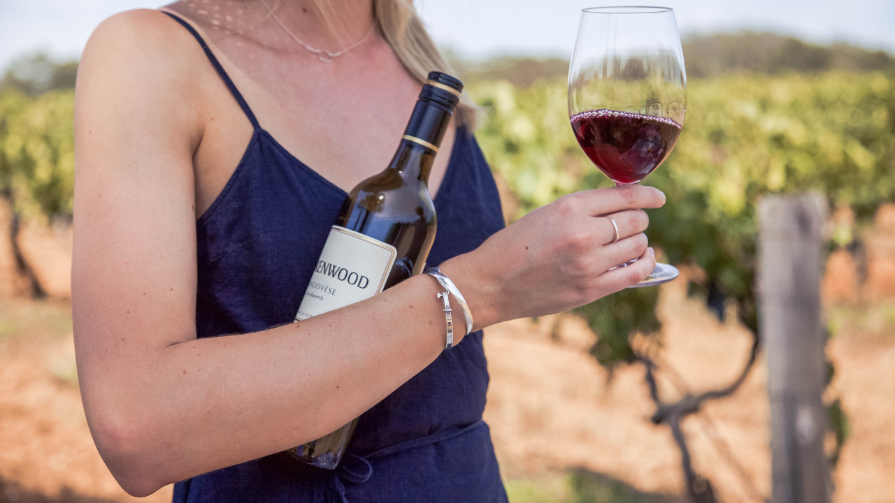 woman drinking wine in Hunter Valley