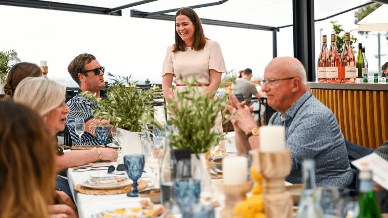 Winemaker Kate Sturgess and guests at a Rosato Partito event