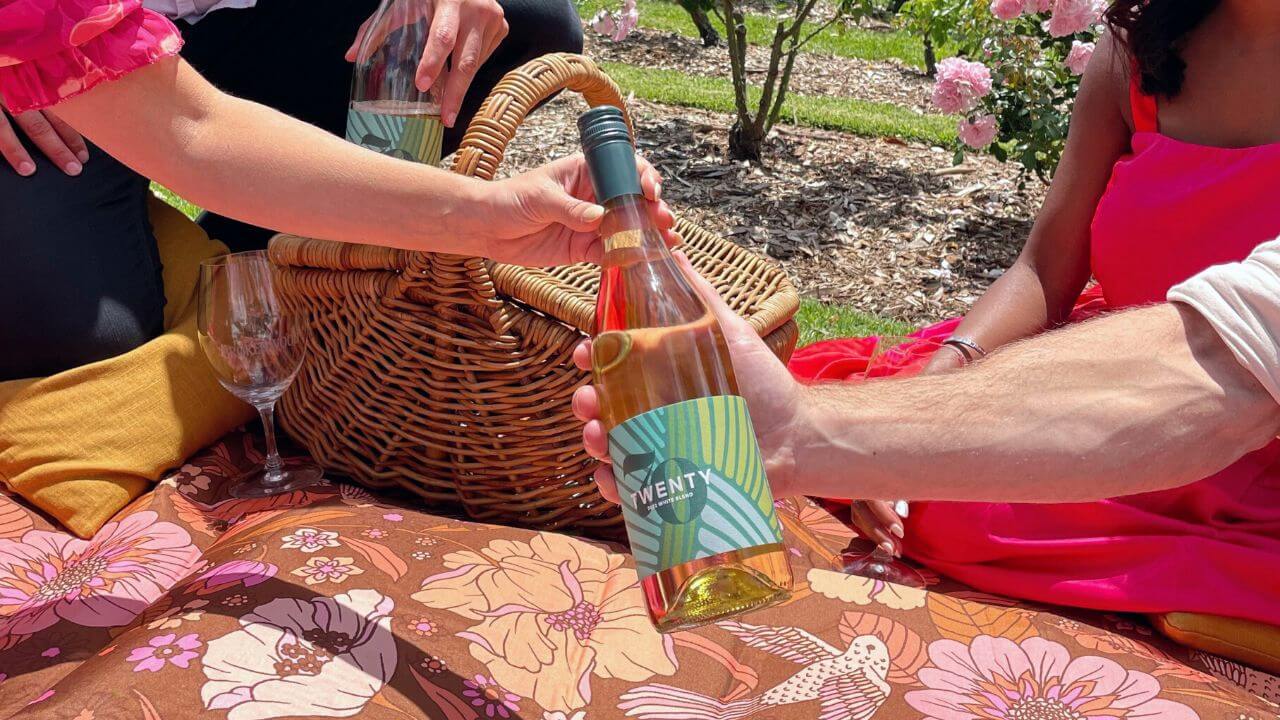 Twenty70 red and white bottles at a picnic