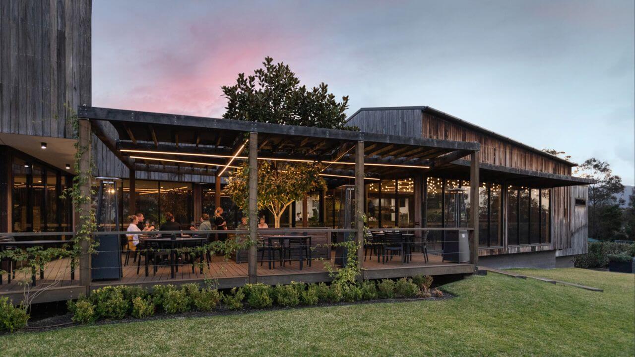 The Wood Restaurant at dusk