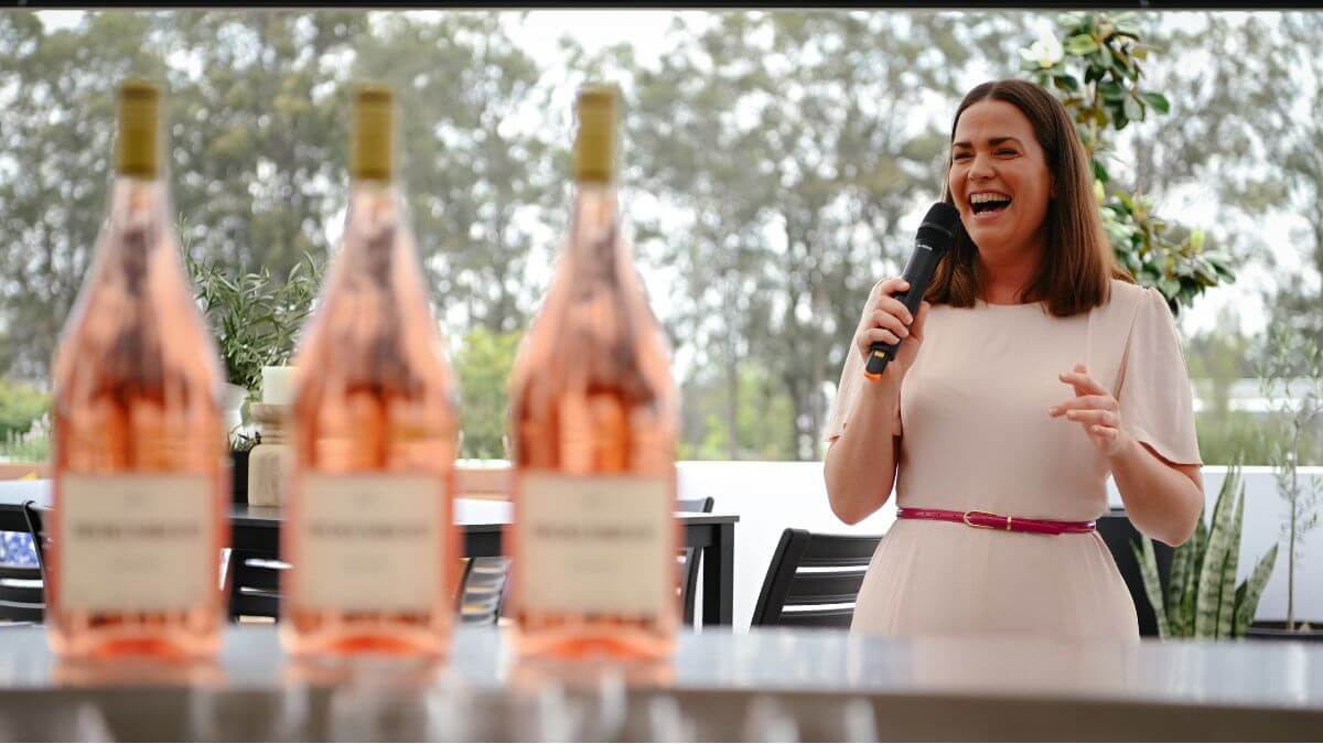 Kate Sturgess at Brokenwood Rosato Partito wine event