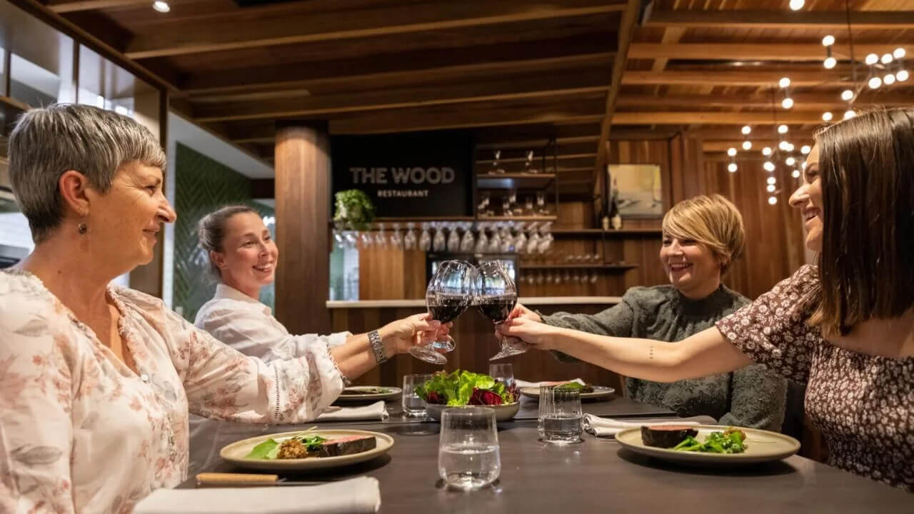 Group dining at Brokenwood Wines’ Cellar Door