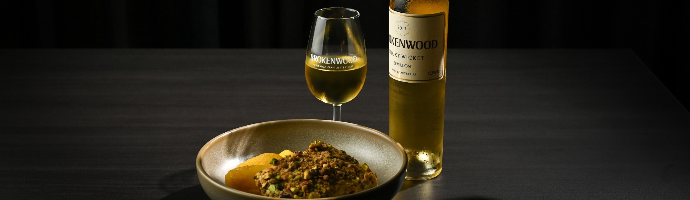 Meal alongside a dessert wine from Brokenwood